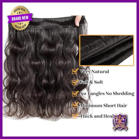 Brazilian Human Hair Bundles with Closure Body Wave Extensions 16-20 Inch main image 4